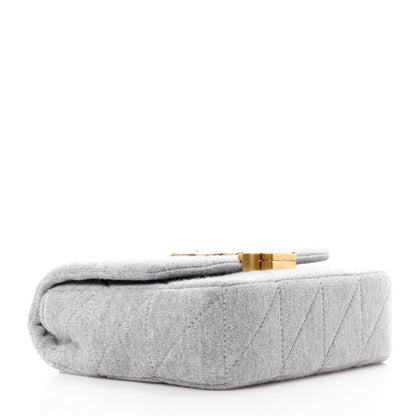 Saint Laurent Jersey Wool Patchwork Monogram Mini Jamie Baguette Grigio 4 of 10