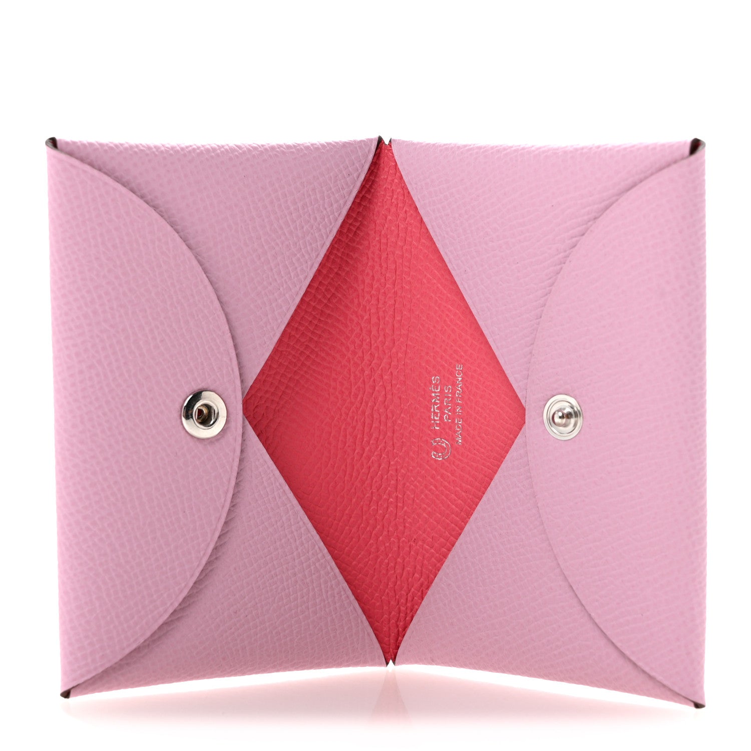 Hermes Epsom Horseshoe Calvi Card Case Mauve Sylvestre Rose Azalee 5 of 9