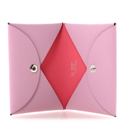 Hermes Epsom Horseshoe Calvi Card Case Mauve Sylvestre Rose Azalee 5 of 9