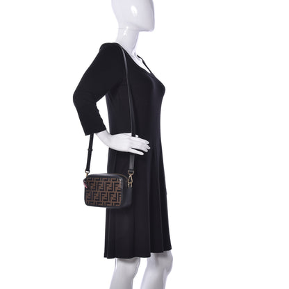 Fendi Vitello Century Bi-Color FF 1974 Embossed Mini Camera Case Maya Black 2 of 11