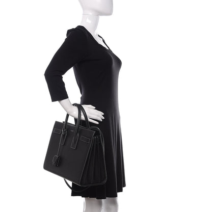 Saint Laurent Grained Calfskin Topstitch Small Sac De Jour Black Porcelain 2 of 11