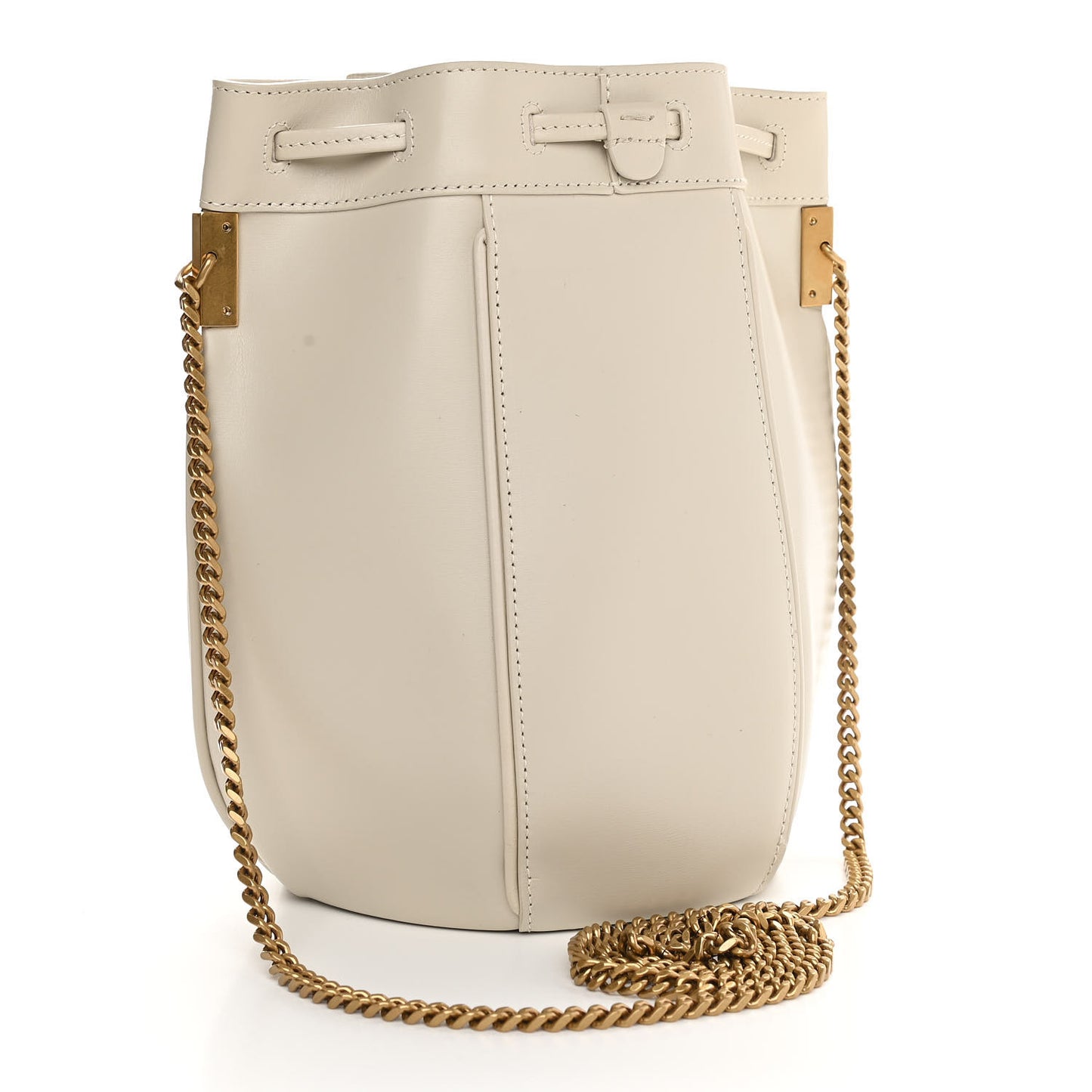 Smooth Calfskin Small Talitha Bucket Bag Vintage White