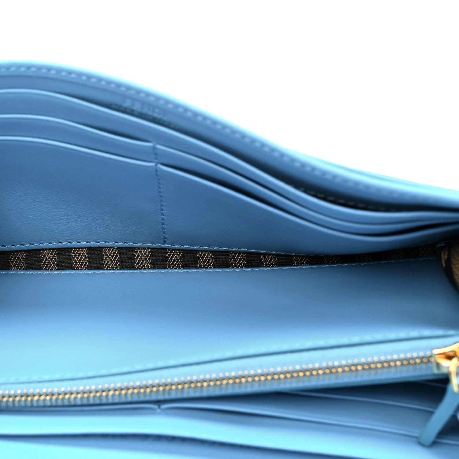 Fendi X SARAH COLEMAN Vitello Liberty Ceylon Micro FF Fish Eye Embossed Continental Envelope Wallet Multicolor Cyber Blue 5 of 8