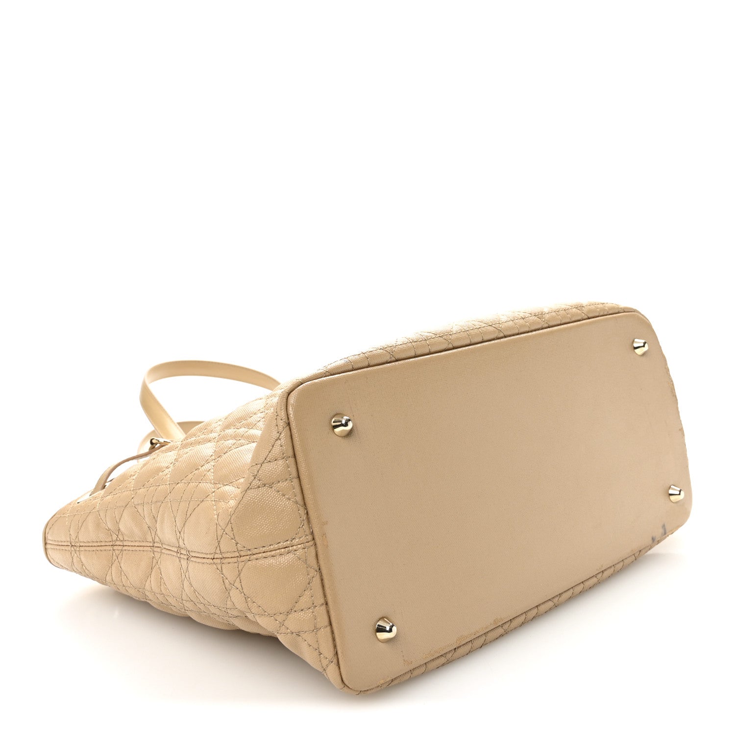 Christian Dior Coated Canvas Cannage Small Panarea Tote Beige 4 of 14