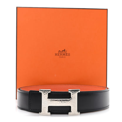 Hermes Box Togo 32mm Martelee Constance Belt 95 38 Black Orange 5 of 5