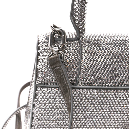 Balenciaga Strass Suede Small Hourglass Top Handle Bag Smoke Grey Crystal 15 of 16