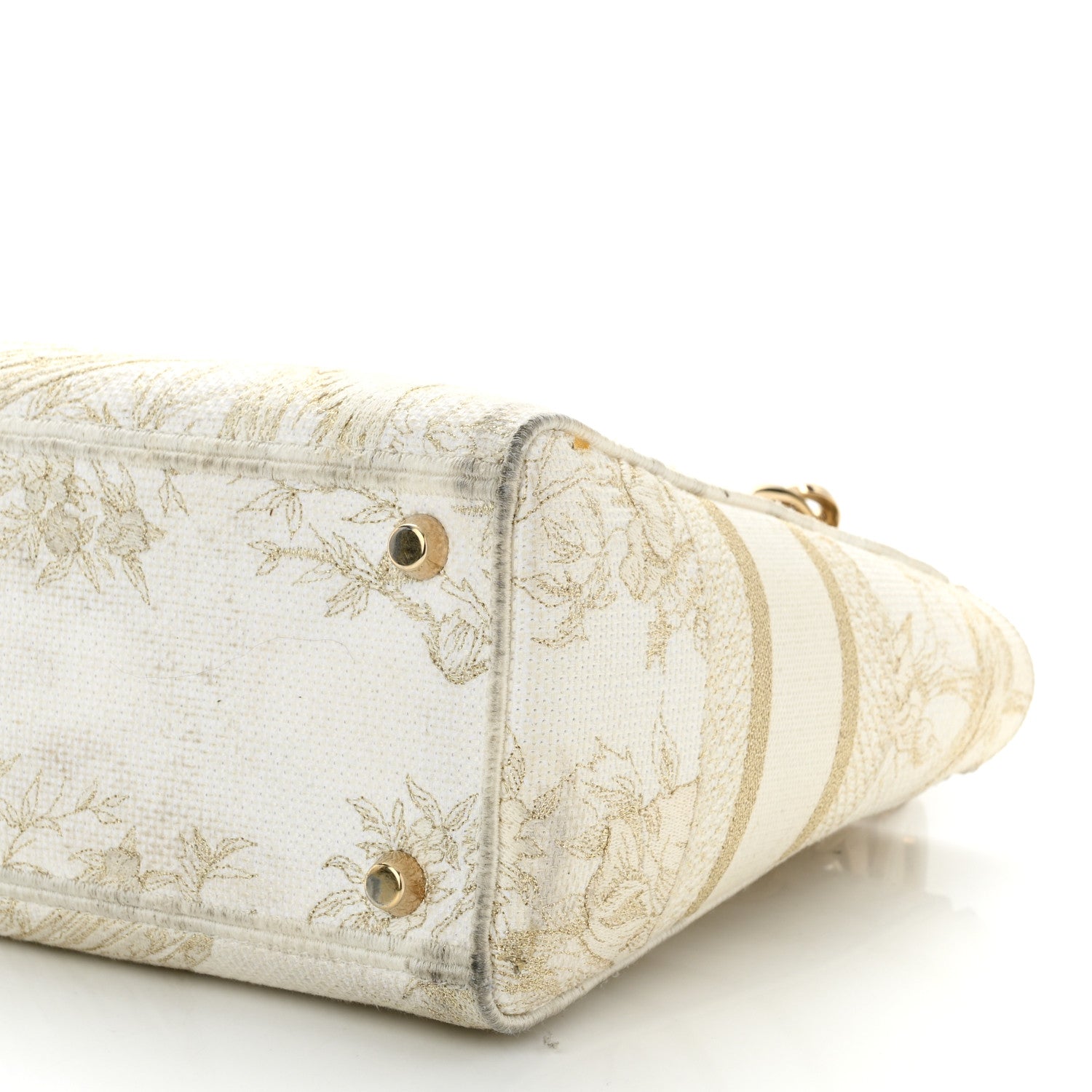 Christian Dior Canvas Embroidered Jardin D'Hiver Medium Lady D-Lite White Gold 10 of 14