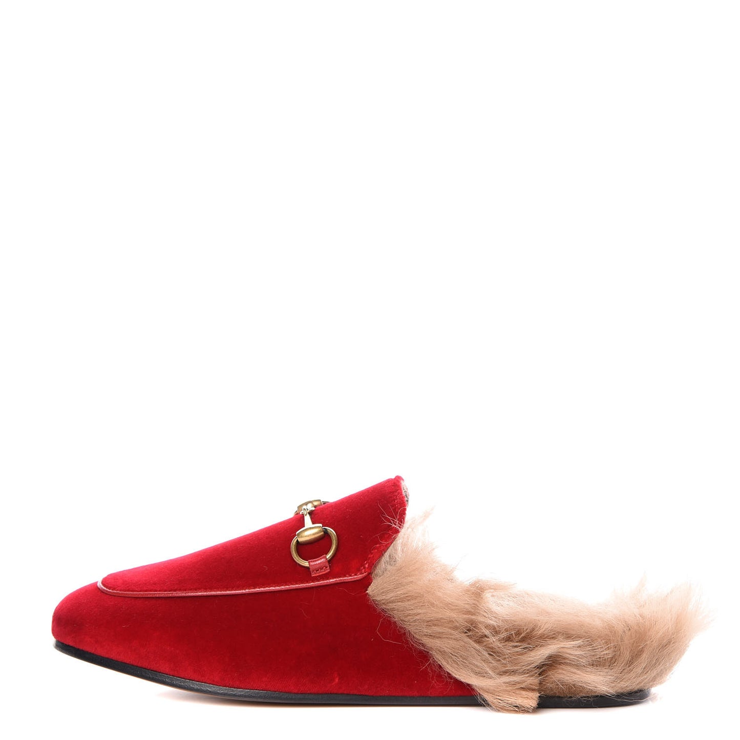 Velvet Fur Womens Princetown Slippers 35 Hibiscus Red