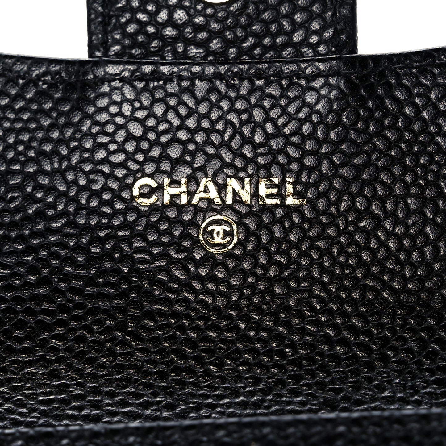 Caviar Quilted Flap Card Holder Wallet Black
