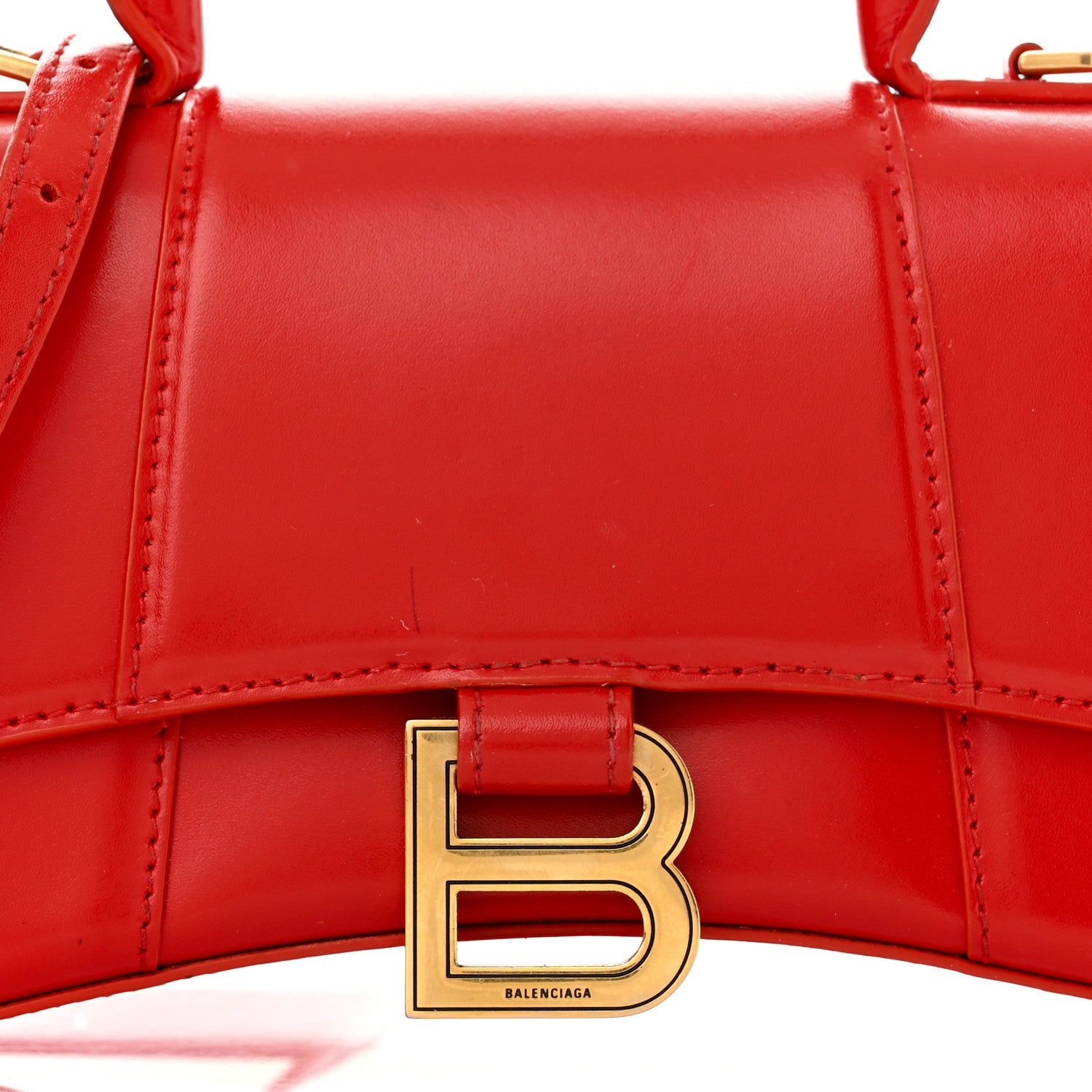 Balenciaga Shiny Box Calfskin Hourglass Top Handle Bag XS Bright Red 7 of 12