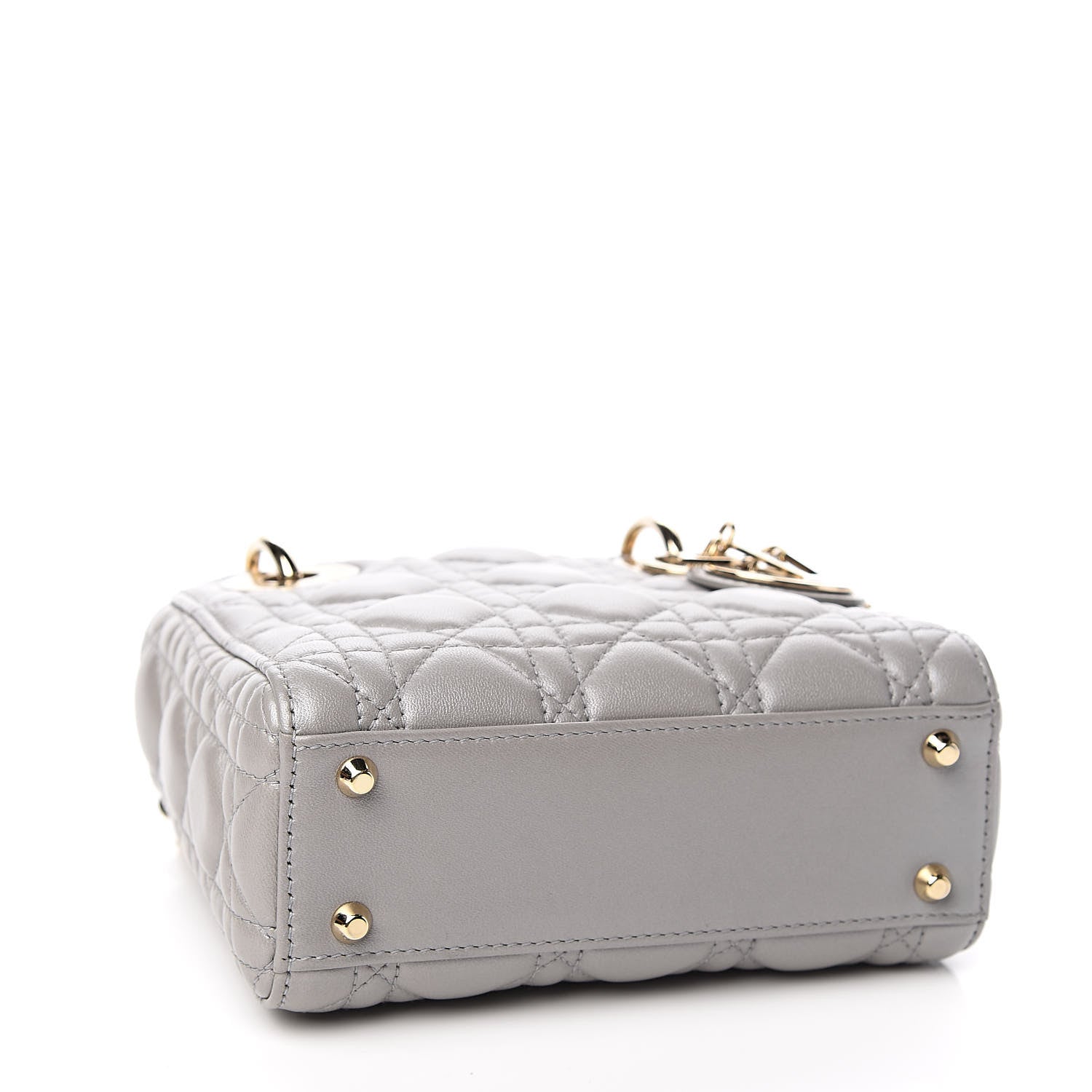 Christian Dior Metallic Lambskin Cannage Mini Lady Dior Grey 4 of 10