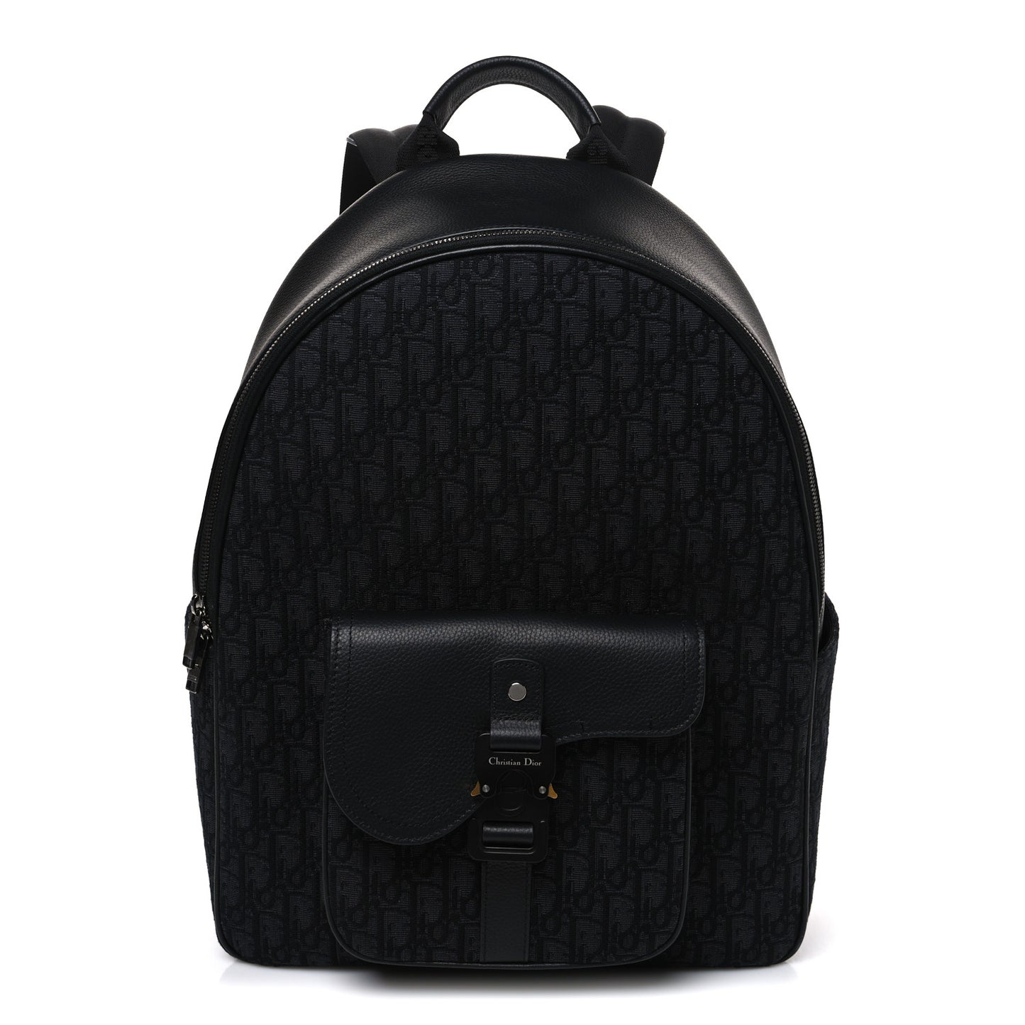 Oblique Jacquard Saddle Zip Backpack Black