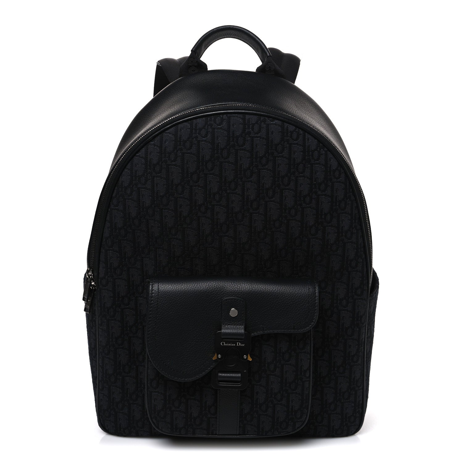 Christian Dior Oblique Jacquard Saddle Zip Backpack Black 1 of 9