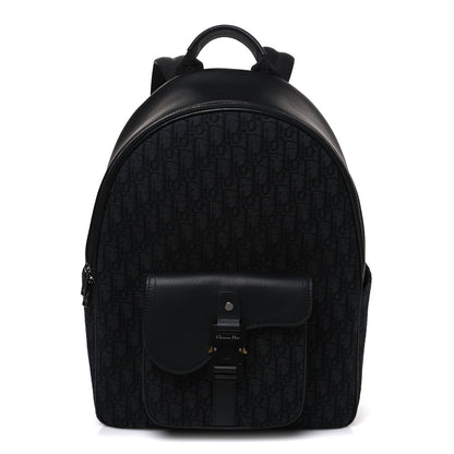 Christian Dior Oblique Jacquard Saddle Zip Backpack Black 1 of 9