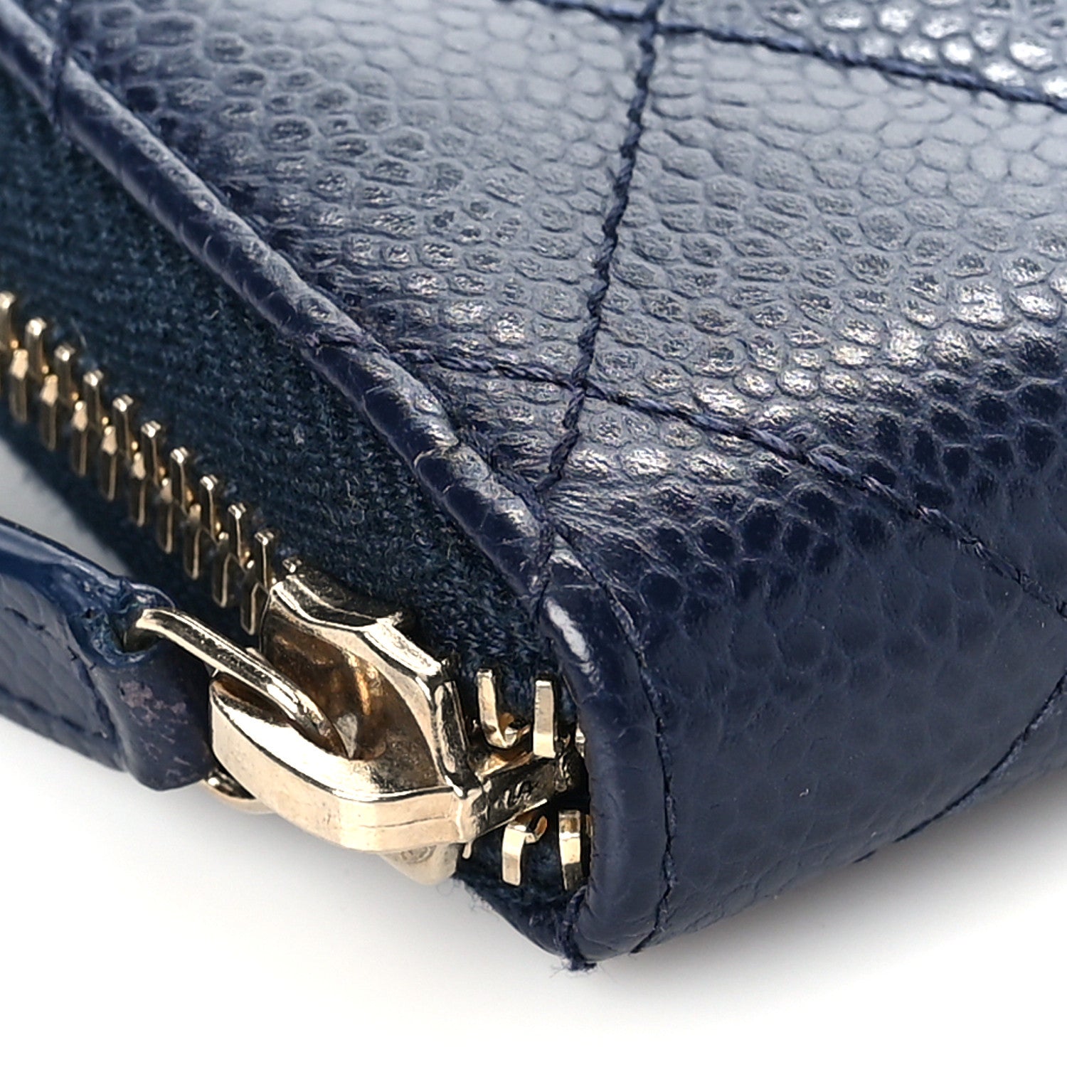 Chanel Caviar Quilted Zip Around Coin Purse Navy 8 of 10