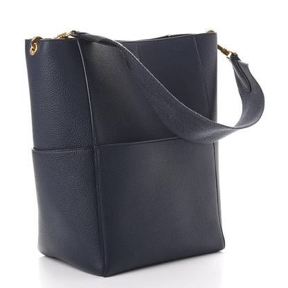 Celine Soft Grained Calfskin Sangle Bucket Bag Navy Blue 3 of 8