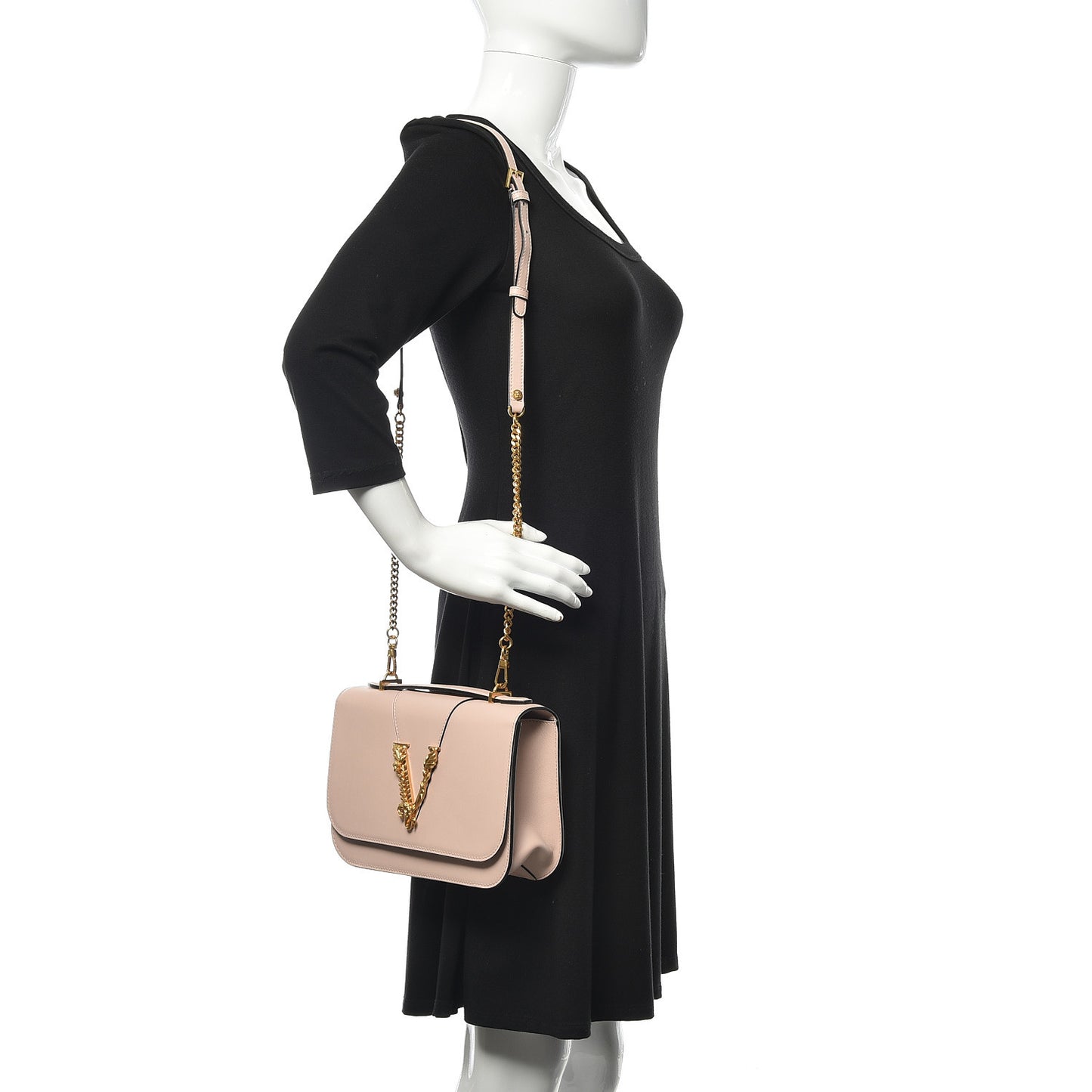 Vitello Barocco Virtus Top Handle Shoulder Bag Pink