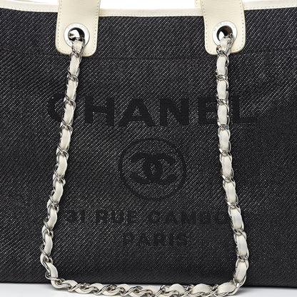 Chanel Canvas Large Deauville Tote Black White 10 of 10