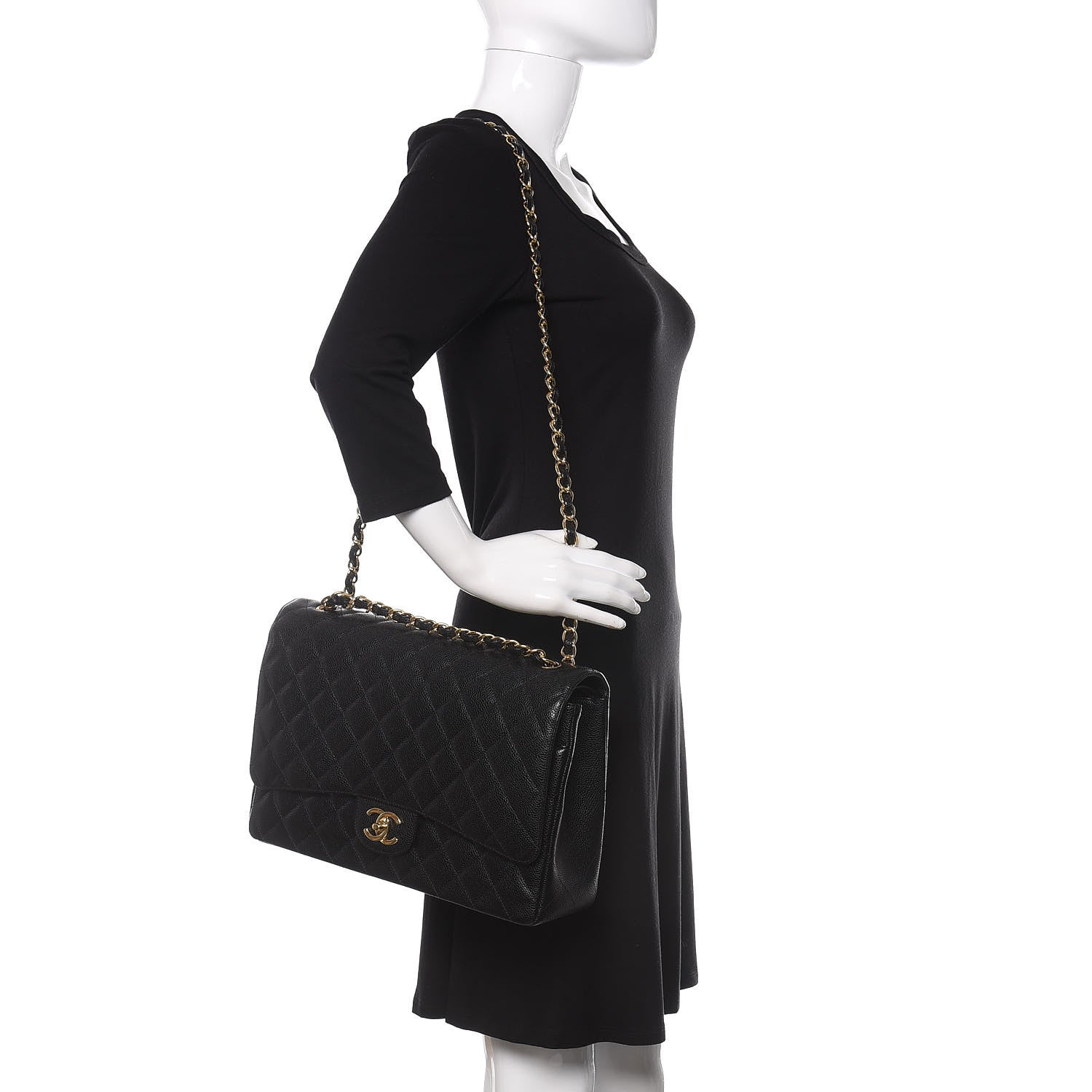 Chanel Caviar Quilted Maxi Double Flap Black 2 of 12
