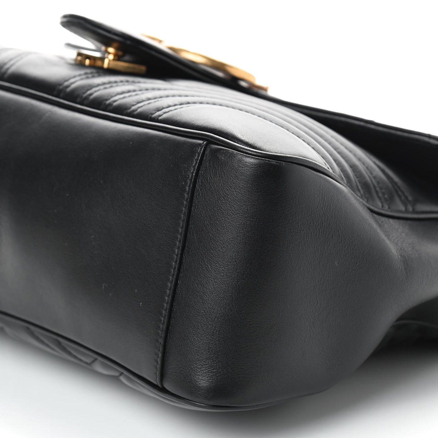 Calfskin Matelasse Medium GG Marmont Top Handle Shoulder Bag Black
