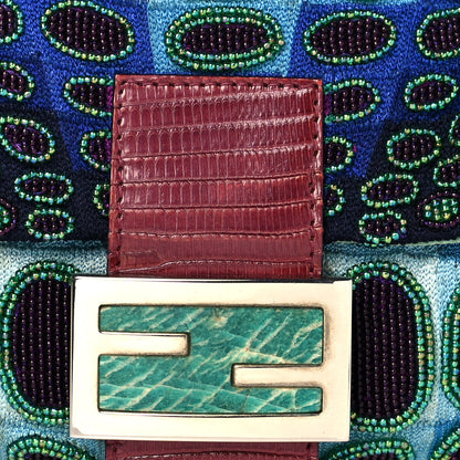 Fendi Lizard Beaded Baguette Blue 7 of 16