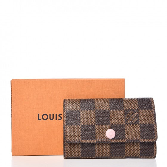 Damier Ebene Multicles 6 Key Holder Rose Ballerine