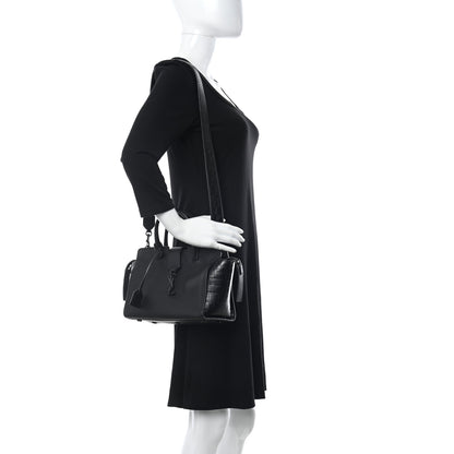 Saint Laurent Smooth Calfskin Crocodile Embossed Baby Monogram Downtown Cabas Black Black 2 of 10
