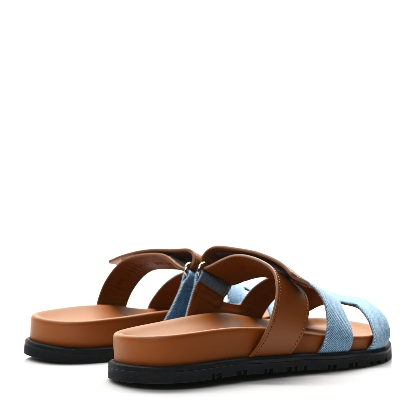 Denim Calfskin Womens Chypre Sandals 37.5 Bleu Clair Naturel