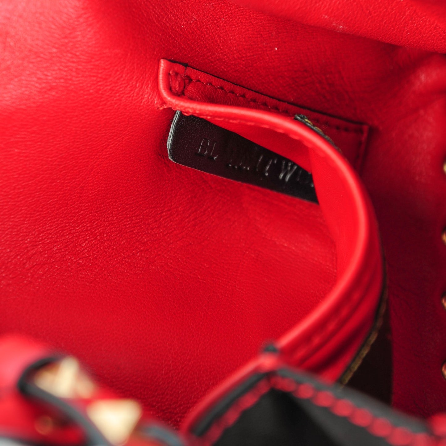 Nappa Canvas Camouflage Mini Rockstud Flap Saddle Crossbody Bag Red