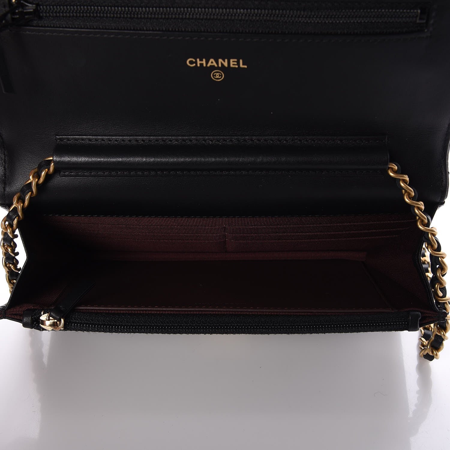Chanel Sheepskin Chevron Reissue Wallet On Chain WOC Black 5 of 9