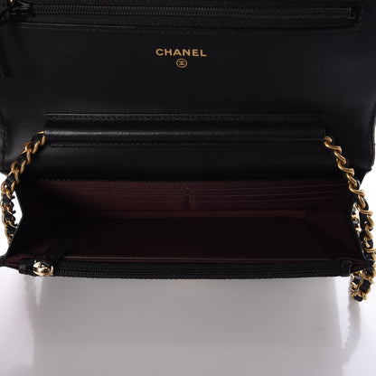 Chanel Sheepskin Chevron Reissue Wallet On Chain WOC Black 5 of 9