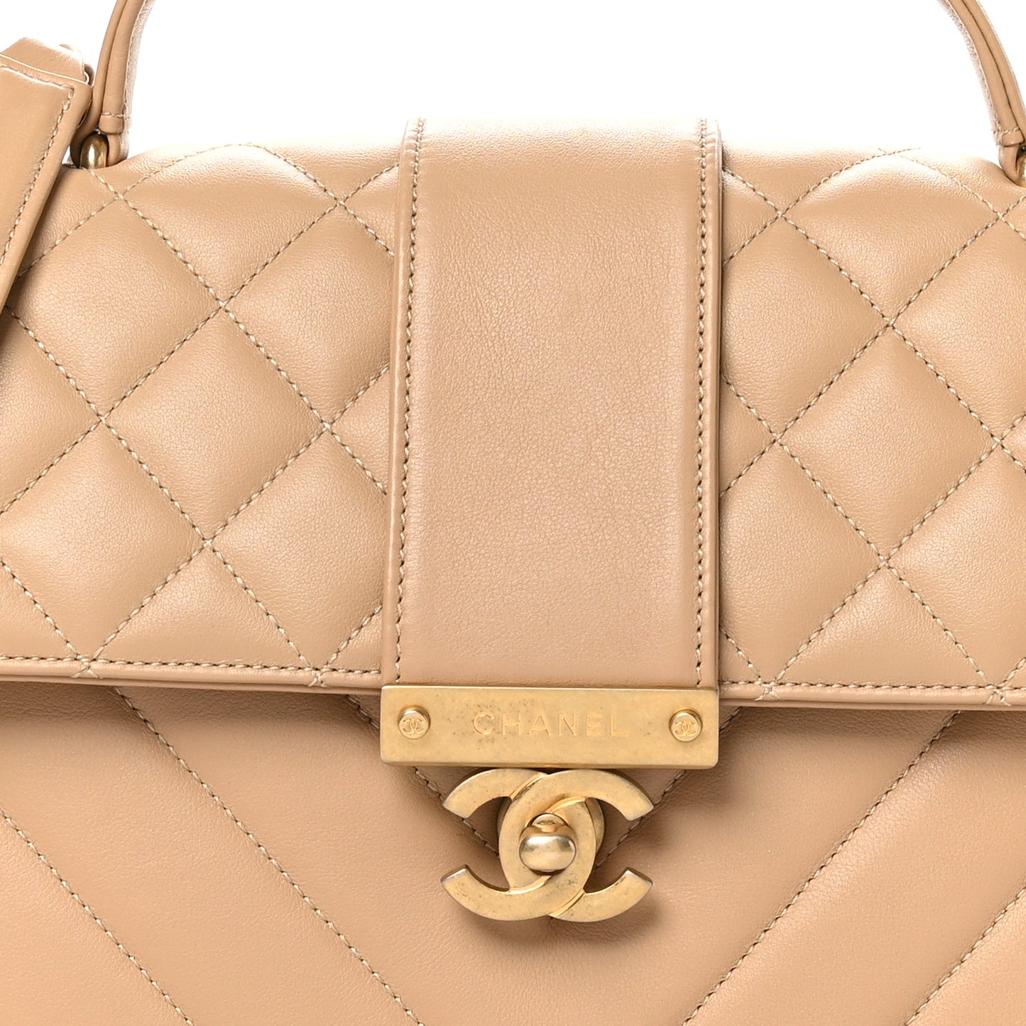 Calfskin Quilted Chevron In The City Bag Beige