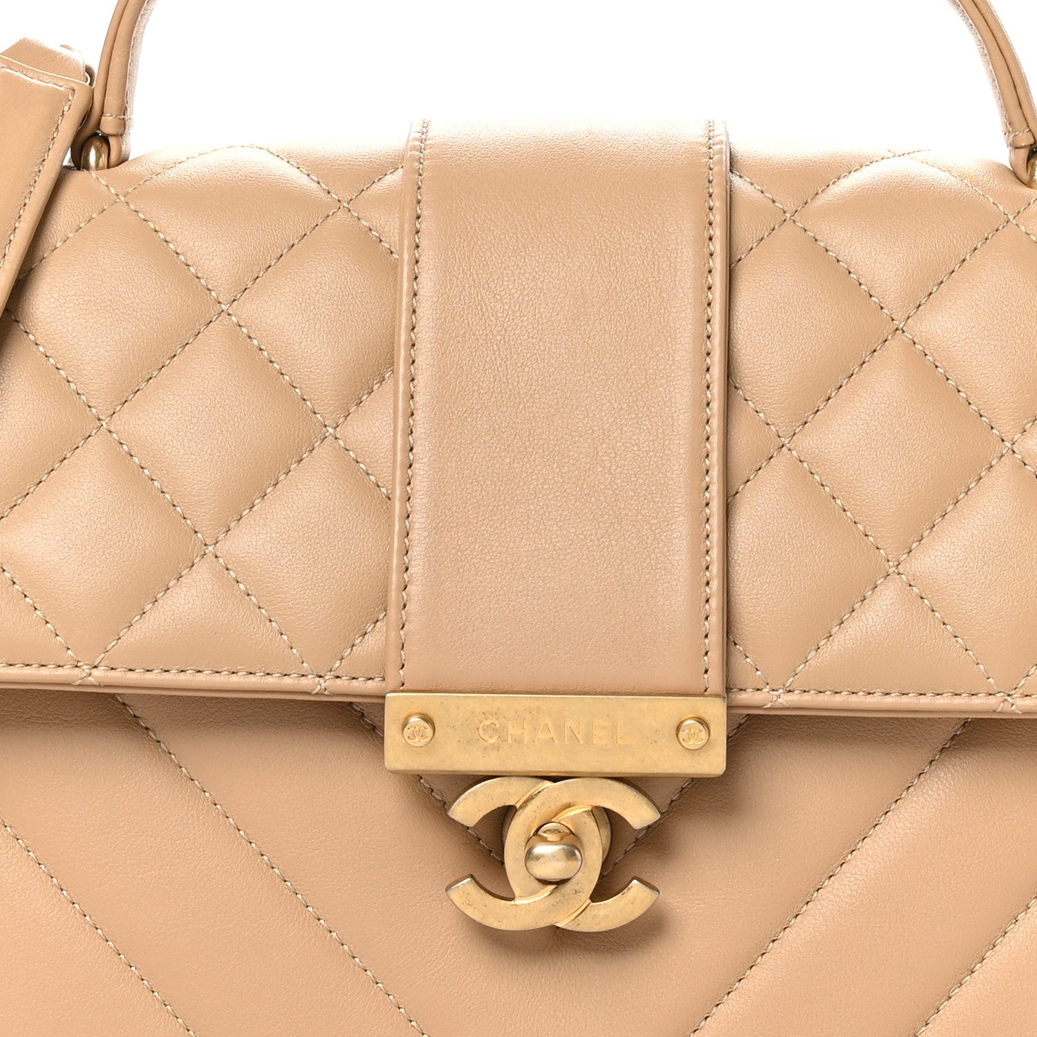 Chanel Calfskin Quilted Chevron In The City Bag Beige 8 of 10