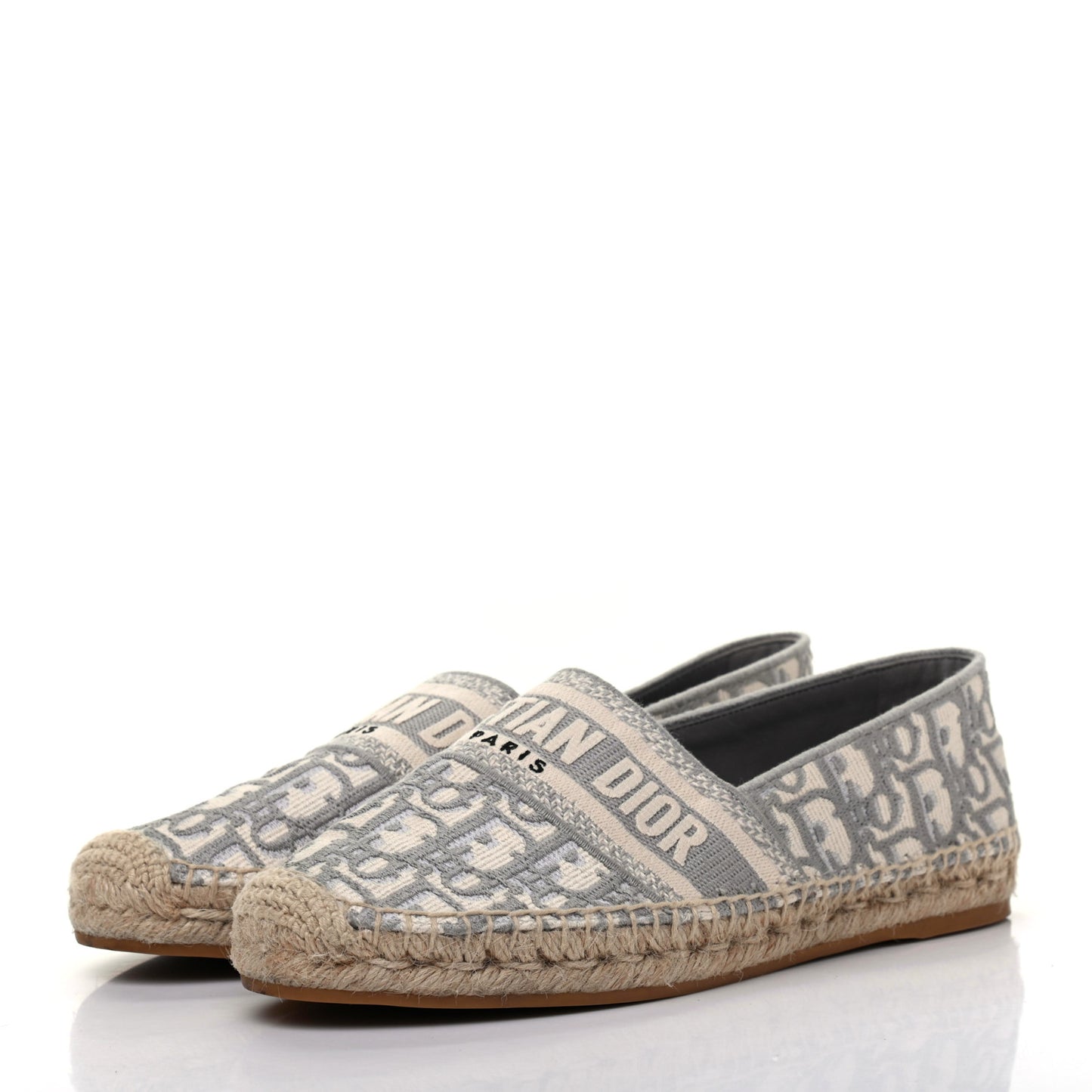 Oblique Embroidered Granville 15mm Espadrilles 38 Grey Stone