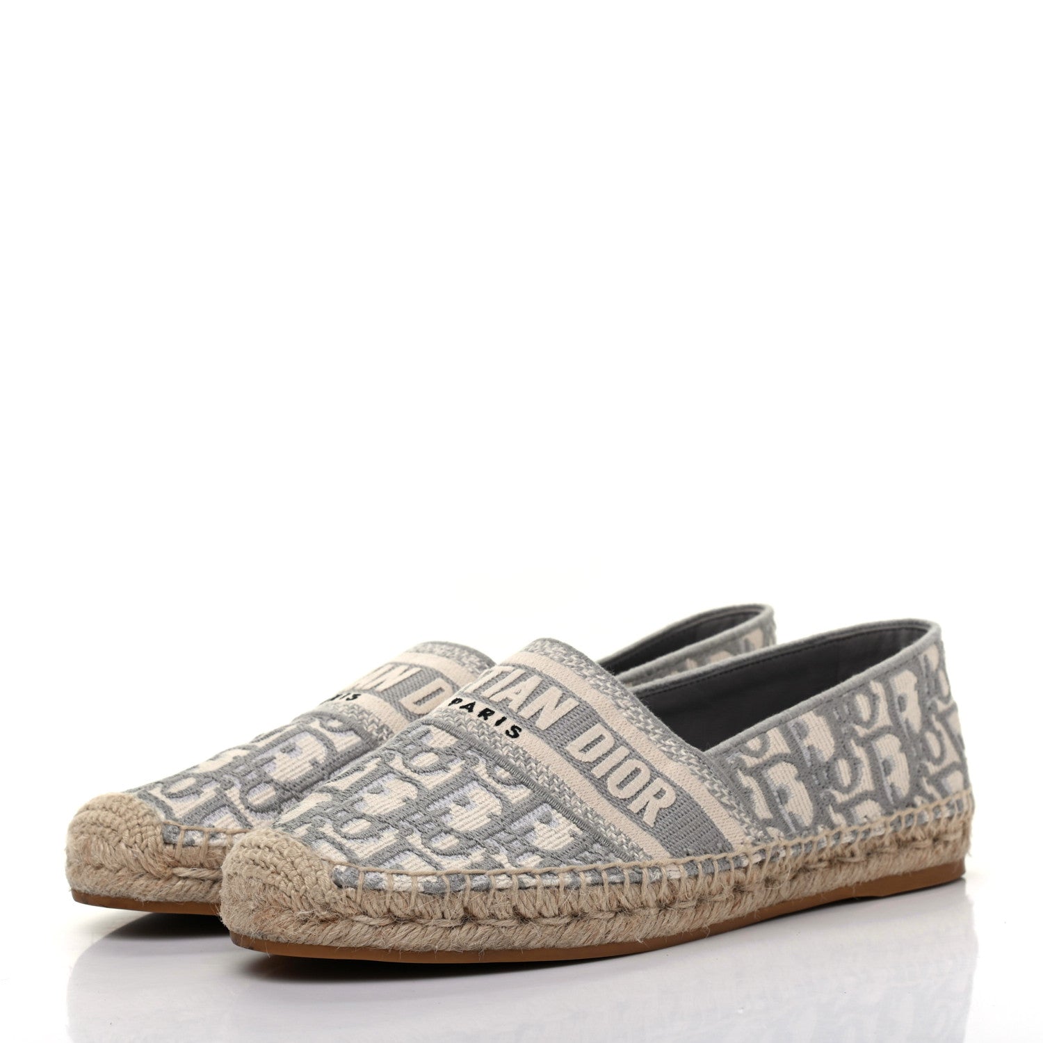 Christian Dior Oblique Embroidered Granville 15mm Espadrilles 38 Grey Stone 3 of 12