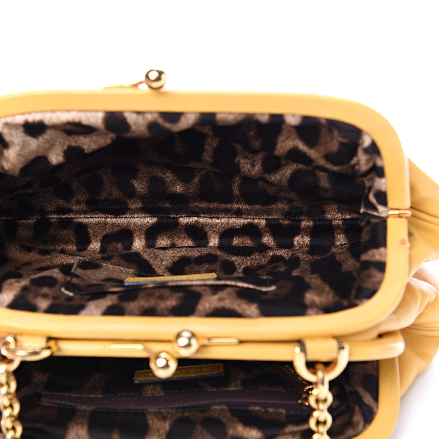 Calfskin Kiss Lock Frame Chain Bag Yellow