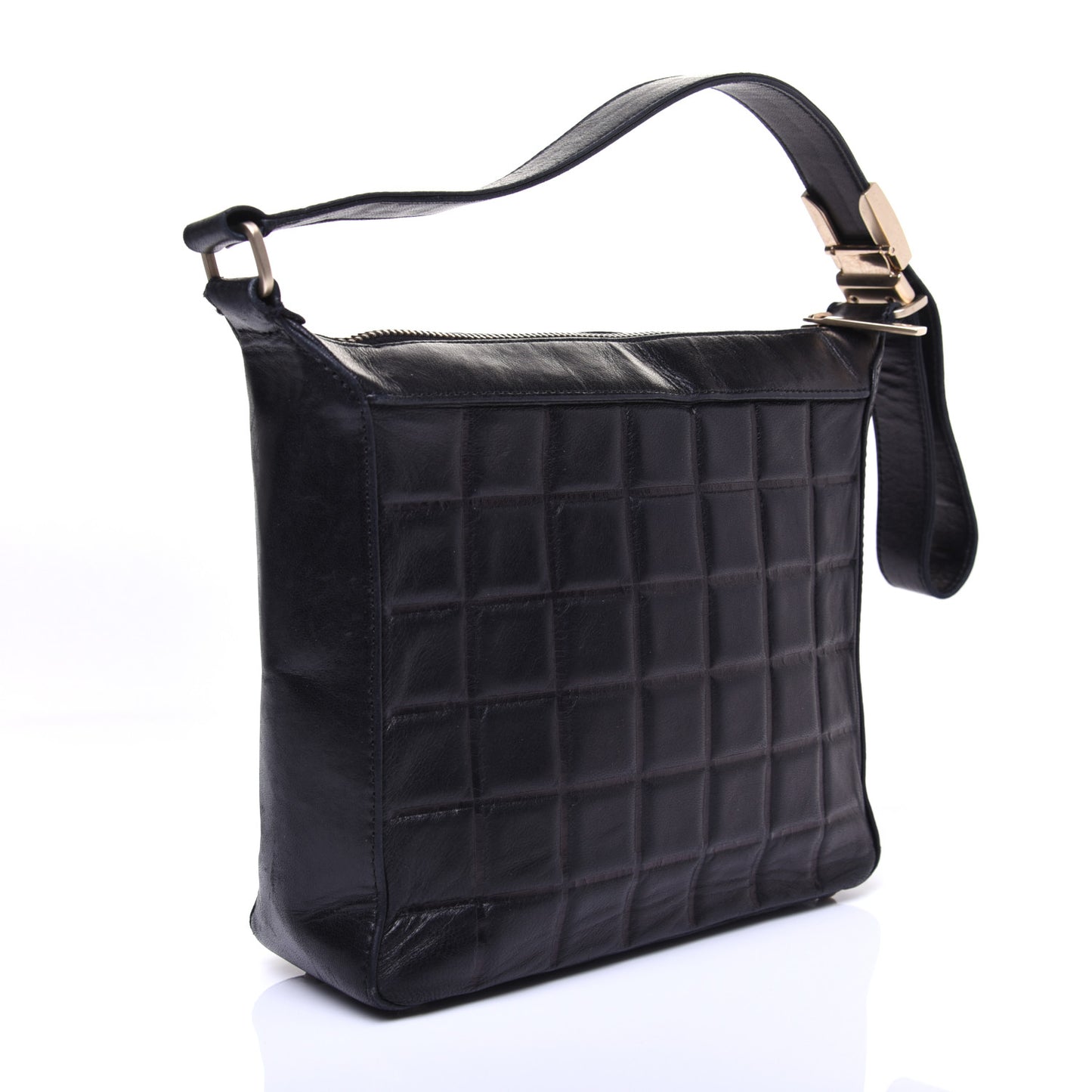 Lambskin Quilted Small Chocolate Bar Shoulder Bag Black