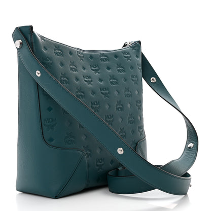 MCM Calfskin Ottomar Monogram Medium Klara Hobo Blue 2 of 12
