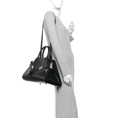 Salvatore Ferragamo Shiny Calfskin Medium Hug Zip Pocket Shoulder Bag Black 2 of 9