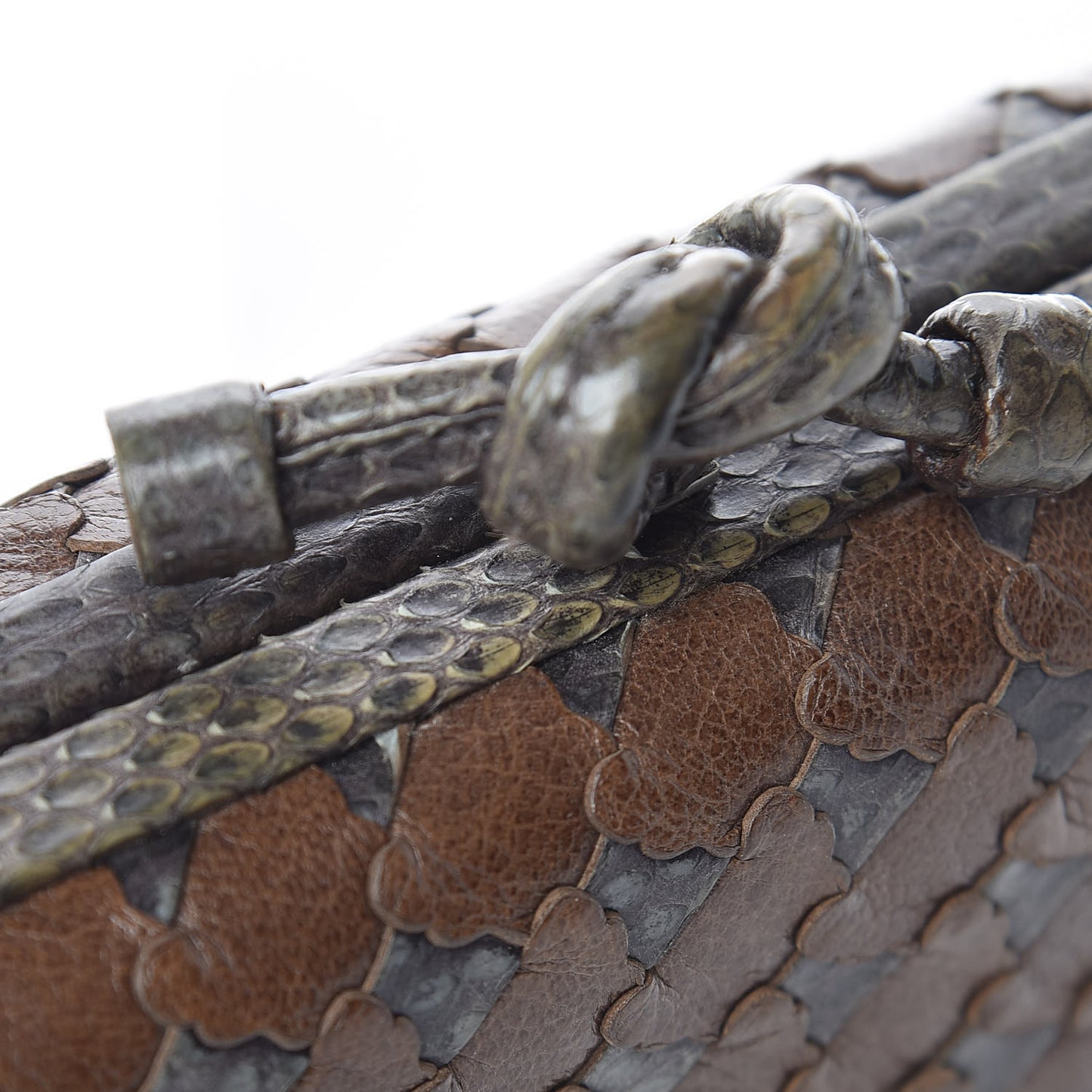 Ayers Grained Calfskin Intrecciato Knot Studded Clutch
