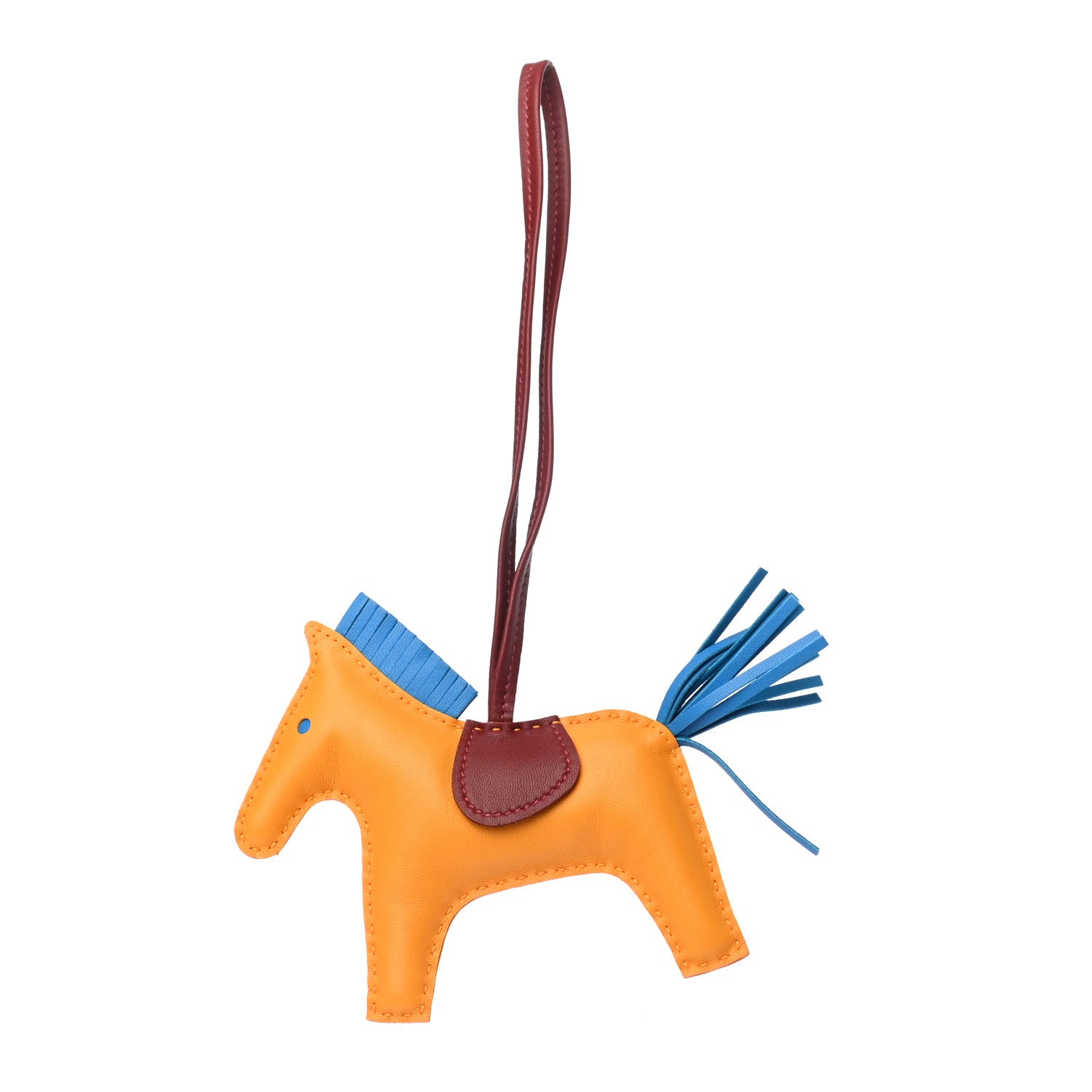 Hermes Milo Lambskin Grigri Rodeo Horse Bag Charm GM Jaune D'Or Bleu Zanzibar Rouge H 1 of 4