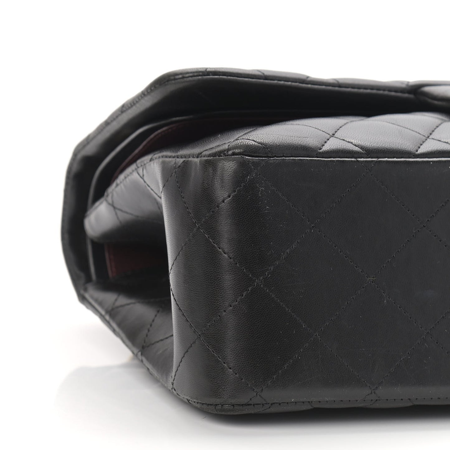 Lambskin Quilted Jumbo Double Flap Black