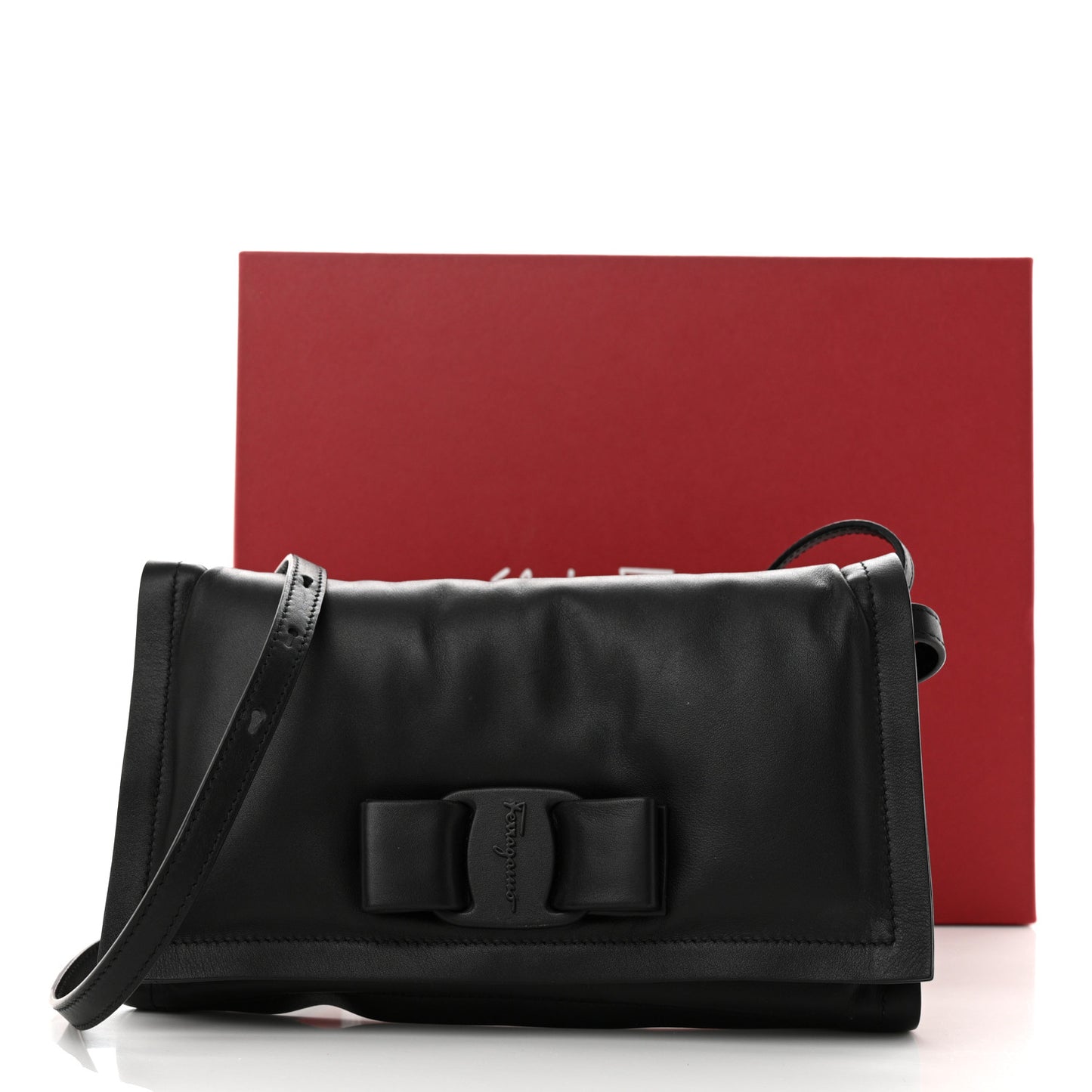 Calfskin Mini Viva Bow Shoulder Bag Black