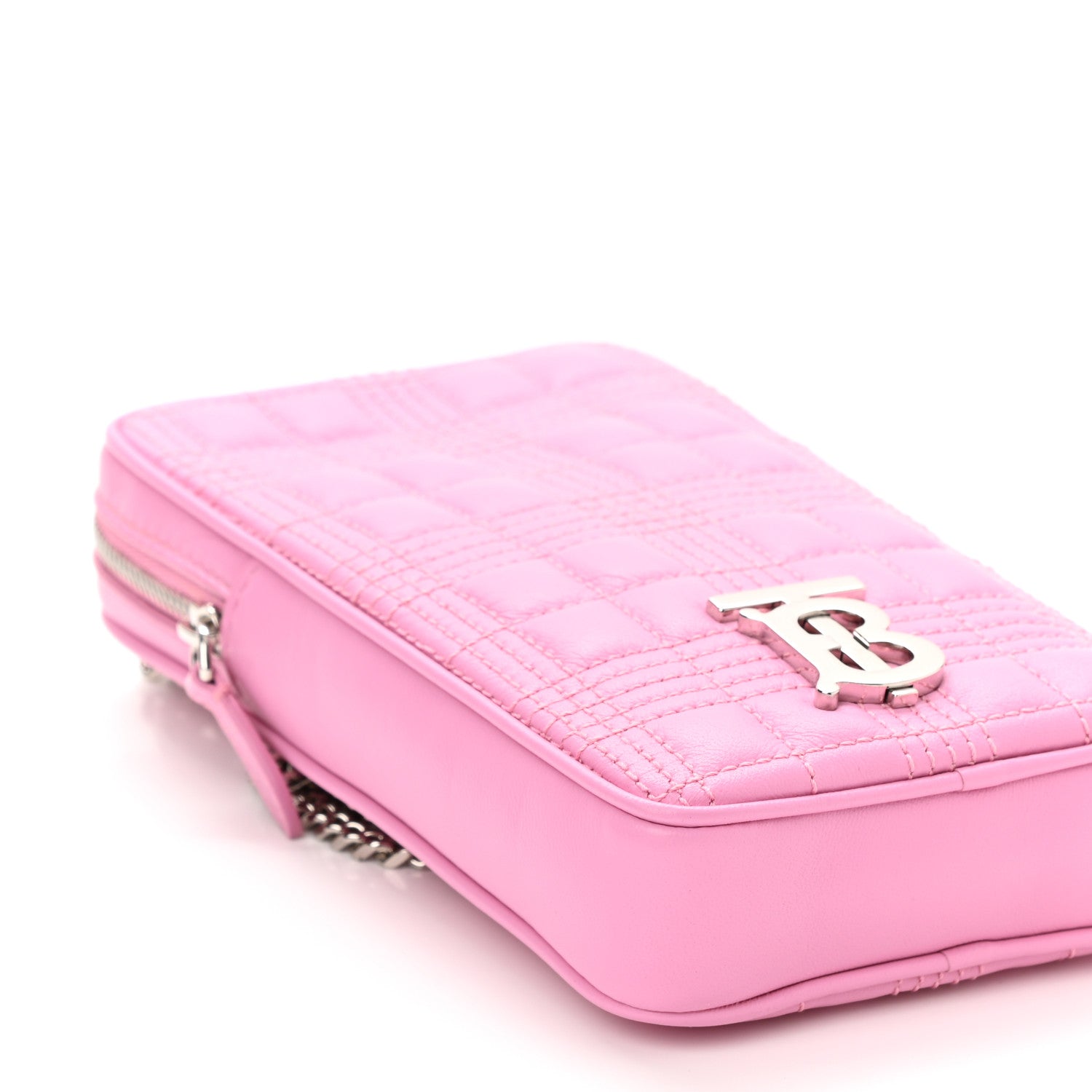 Burberry Lambskin Quilted Mini Lola Vertical Crossbody Bag Primrose Pink 9 of 10