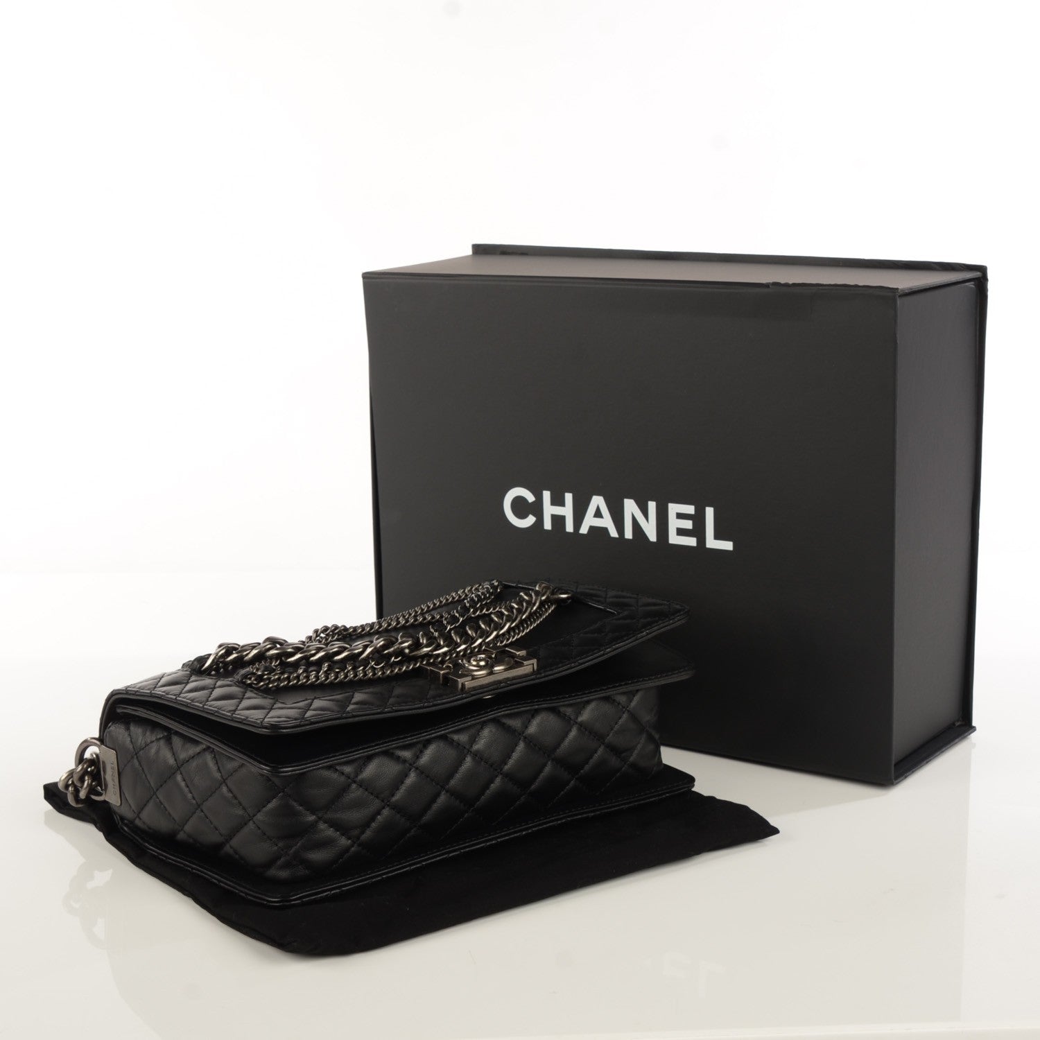 Chanel Calfskin Enchained Medium Boy Flap Black 4 of 8