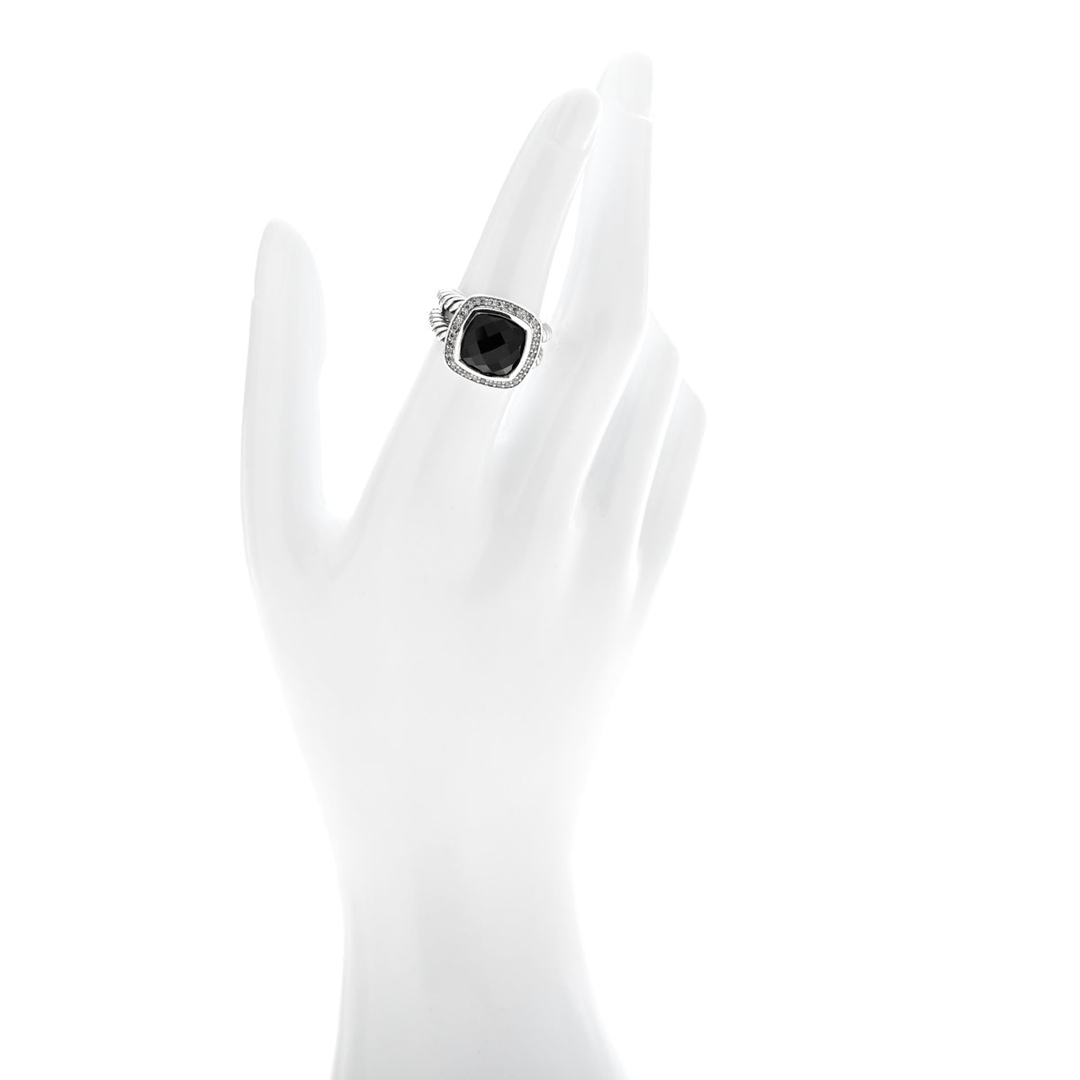 David Yurman Sterling Silver Diamond Black Onyx 11mm Albion Statement Ring 52 6 2 of 4