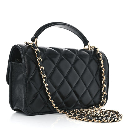 Chanel Lambskin Quilted Flap Phone Holder With Chain Black 3 of 11