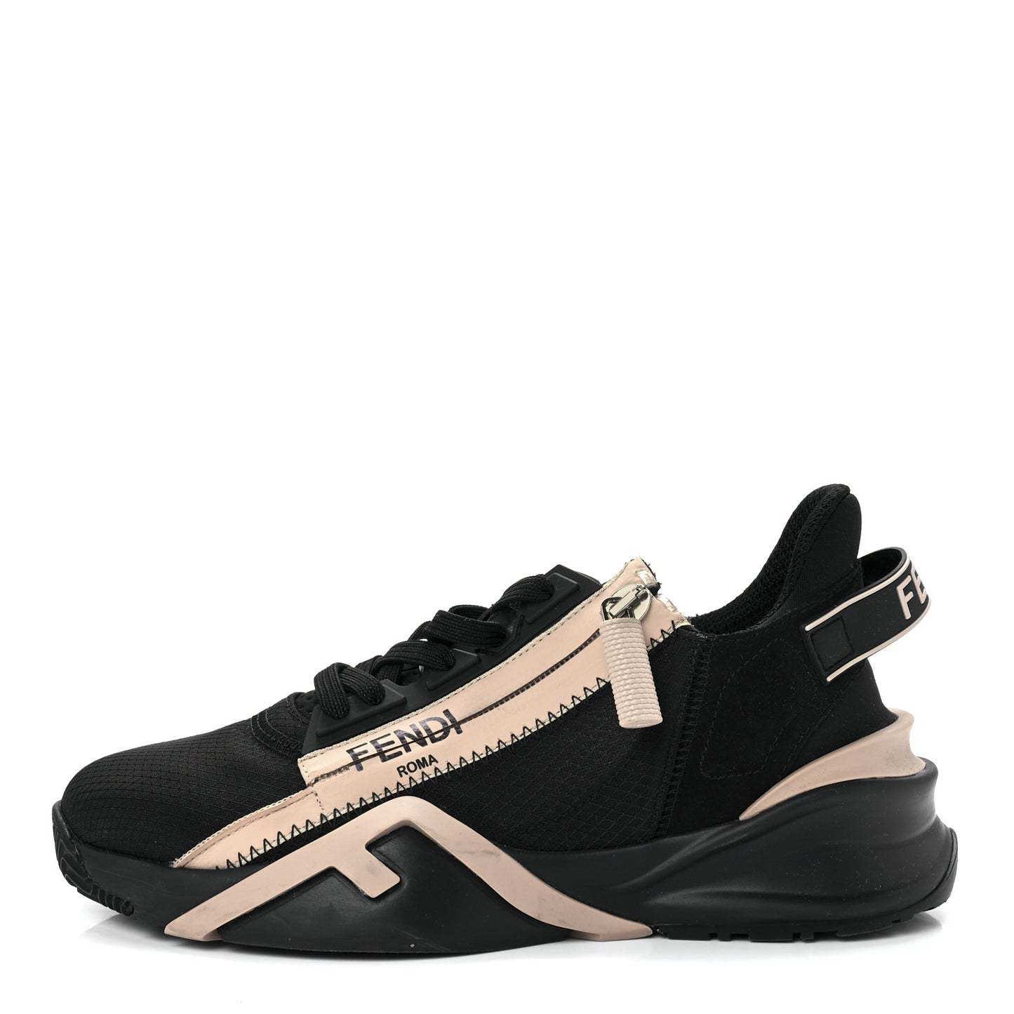 Nylon Suede Lycra Fendi Flow Low Top Sneakers 35 Black