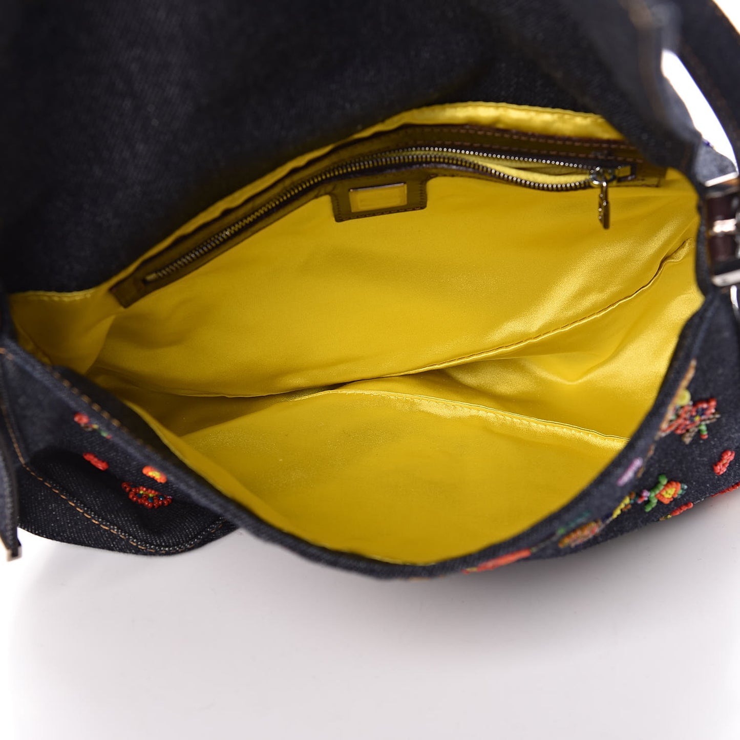 Denim Beaded Mama Baguette Blue