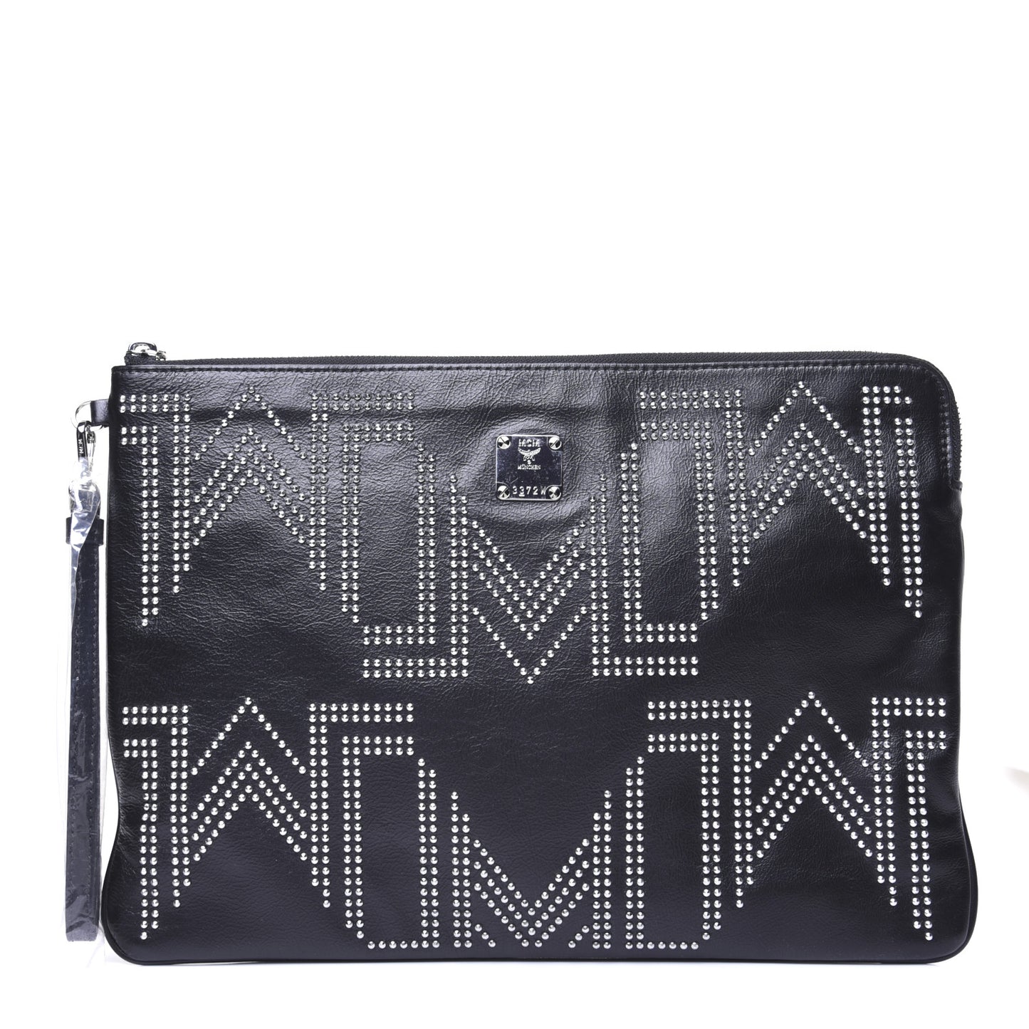 Lambskin Studded Wristlet Pouch Black